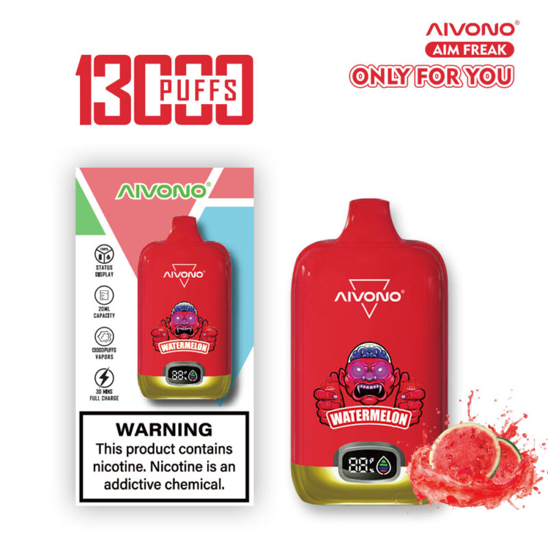 Aivono-Aim-Freak-13000-13K-Puffs-Nicotine-Salt-Vape-Starter-Kit-Mesh-Coil-E-Cigarette-Vape-Pen-with-Watermelon-Ice-Flavor-in-EU-Vape-Shop